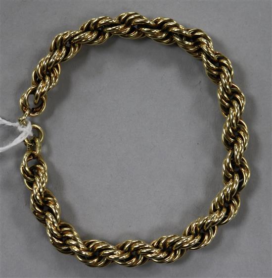 A 14ct gold ropetwist link bracelet, 15.3 grams.